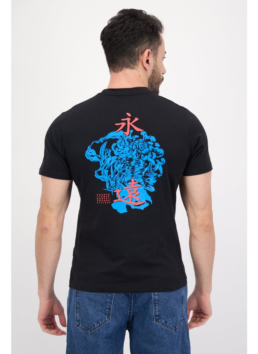 Threadbare - Men Crew Neck Short Sleeve Graphic Print T-Shirt, Black Combo - Image 1