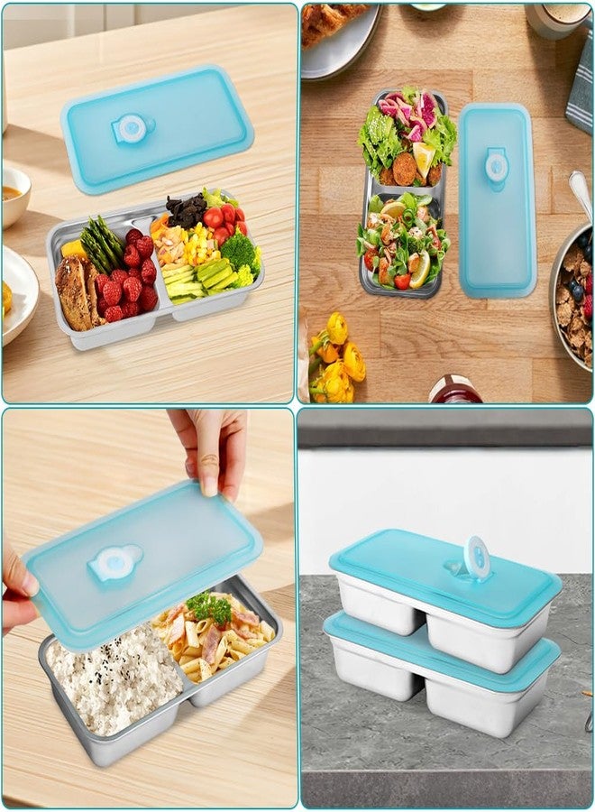 YOSINXU 2Pcs Grab and Go Snack Containers Stainless Steel, Reusable Snack Condiment Containers with Lids, Stackable Double Compartment Food Lunch Meal for Travel and Outdoor Camping - Image 5