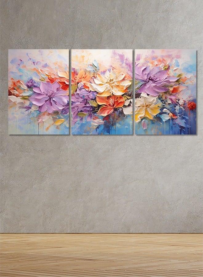 Marktna Decorative Wall Art Painting with a Flower design, 3 pieces, size 120x60 cm - Image 1