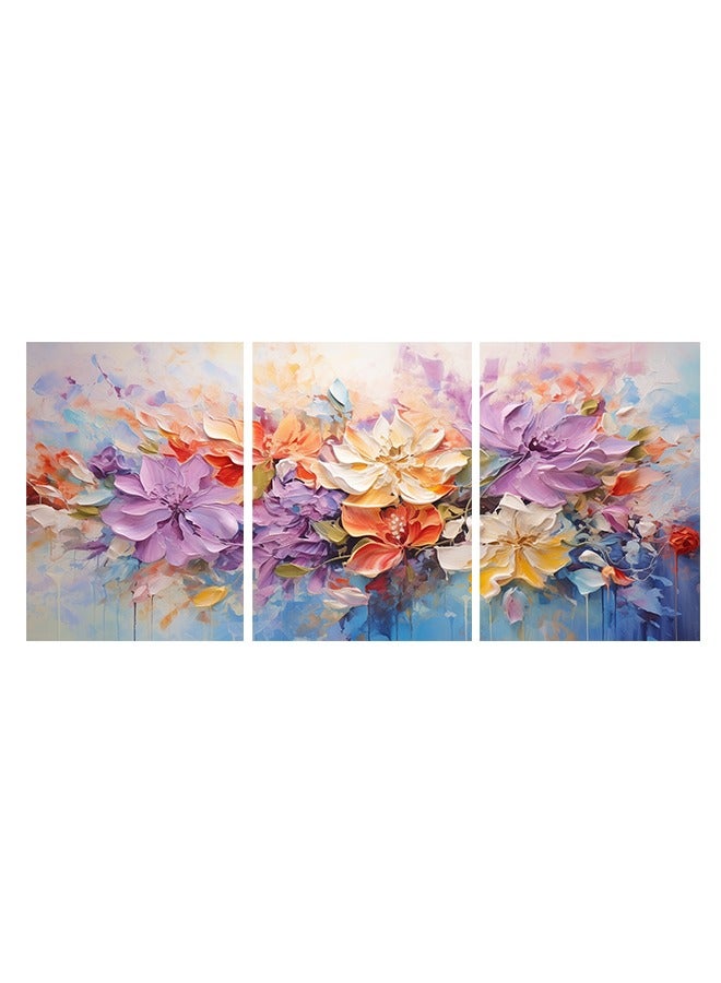 Marktna Decorative Wall Art Painting with a Flower design, 3 pieces, size 120x60 cm - Image 2