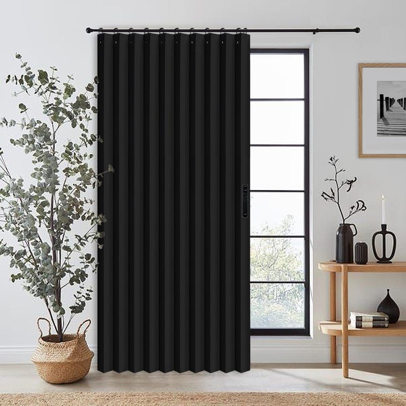 Vatge Doorway Curtains Privacy - Black Curtains for Closets Without Doors Privacy Room Divider for Doorway  Hanging Privacy Curtain Wall for Room Separation 1 Panel with Tieback  W52 x L78  Black - Image 1