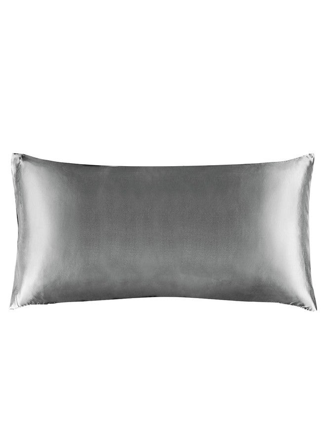 BEDELITE Satin Body Pillow Cover, Super Soft and Cooling Body Pillow Pillowcase for Hair and Skin, Breathable Silky Full Long Pillowcase Cover(20"x54", Grey) - Image 1