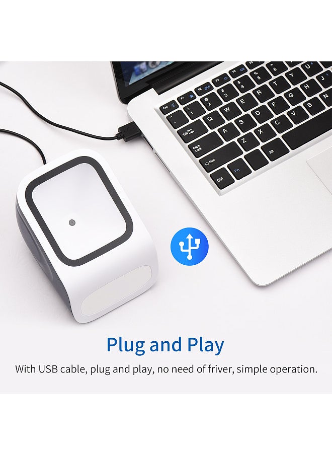 Generic - 1D 2D QR Desktop Barcode Scanner Platform Hands-free USB Wired Bar Code Reader Scanner Plug&Play - Image 1