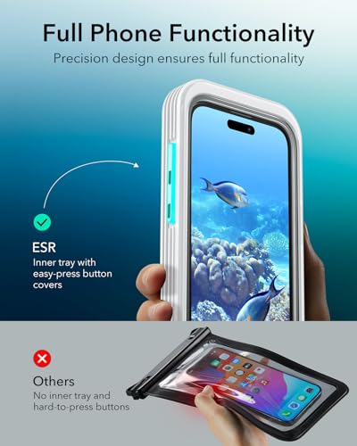 ESR Waterproof Phone Pouch for iPhone 13/14 / 15, Underwater Touch Sensitivity, IPX8 Floating Waterproof Cellphone Case with Lanyard, Dry Bag for Snorkeling, Clear - Image 4