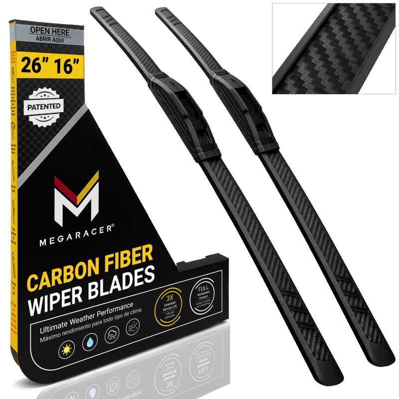 Patented OEM Carbon Fiber Windshield Wipers Blades 2616 Automotive Replacement Windshield Wiper Blades for my Car Limpiaparabrisas De Carro Front Windshield Wipers for my Car 2 Pack