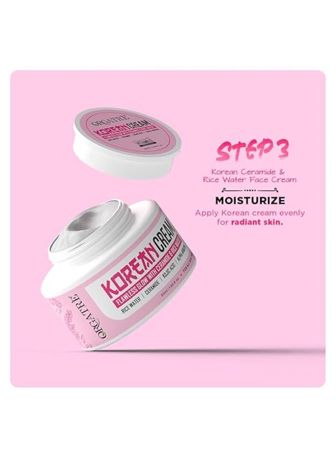 Orgatre K-Glow Korean Skincare Combo | 3-in-1 Face Wash100ml, Face  Cream50ml  | face toner100ml Glass Skin Routine for Radiant Glow, Hydration & Brightening | For All Skin Types - Image 3