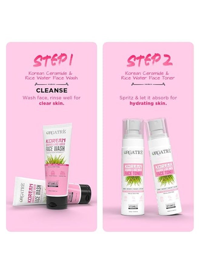Orgatre K-Glow Korean Skincare Combo | 3-in-1 Face Wash100ml, Face  Cream50ml  | face toner100ml Glass Skin Routine for Radiant Glow, Hydration & Brightening | For All Skin Types - Image 4