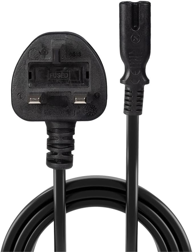 ليندا كابل طاقة 2 متر، قابس بريطاني 3 أسنان إلى IEC C7 - أسود - Image 1