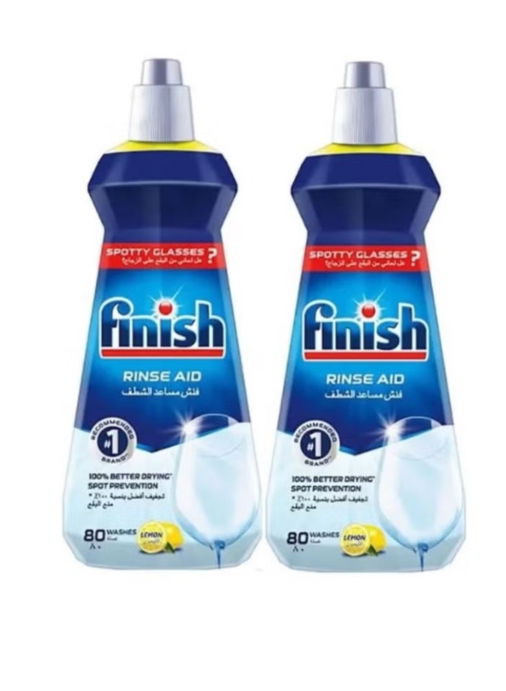 Finish Rinsing Assistant for Glitter and Drier Dishes, Lemon Sparkle, 400 ml, 2 Pack - Image 2