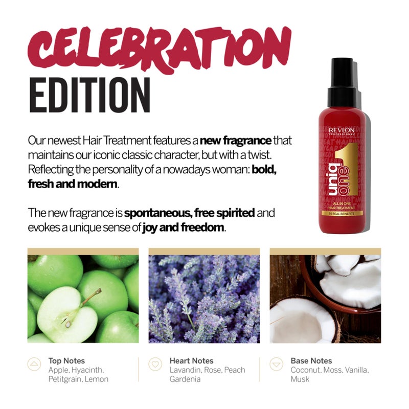REVLON PROFESSIONAL UniqOne Hair Treatment, Moisturizing Leave-In Product, Repair For Dry and Damaged Hair, Promotes Healthy Hair, Celebration Edition Fragrance, 5.1 Fl Oz (Pack of 1) - Image 4