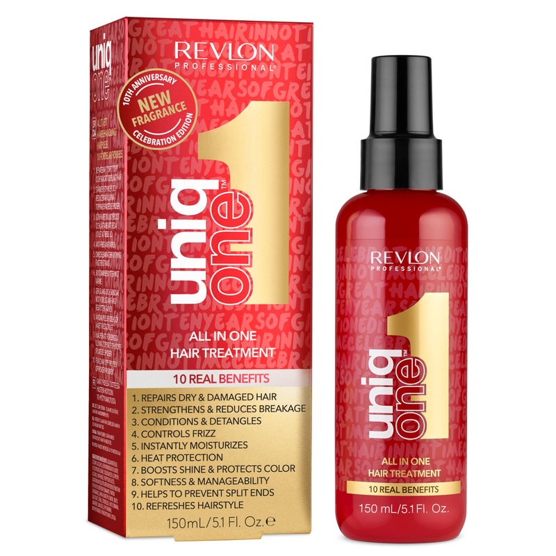 REVLON PROFESSIONAL UniqOne Hair Treatment, Moisturizing Leave-In Product, Repair For Dry and Damaged Hair, Promotes Healthy Hair, Celebration Edition Fragrance, 5.1 Fl Oz (Pack of 1) - Image 1