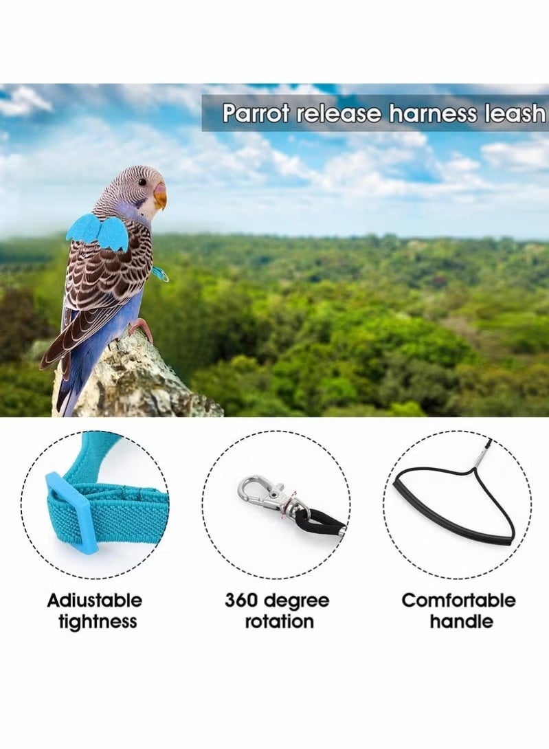 Bird Training Mat, Adjustable Parrot Flight Rope Universal Flight Traction Rope Durable Outdoor Small Tool, Bird Nylon Rope with Adorable Parrot Wings, Suitable for Outdoor Training Toys of Birds, Parrots, And Long Tailed Parrots（ Blue） - Image 5