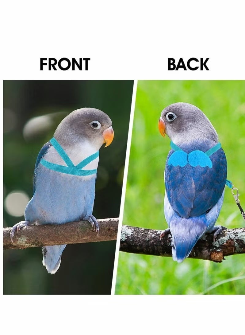 Bird Training Mat, Adjustable Parrot Flight Rope Universal Flight Traction Rope Durable Outdoor Small Tool, Bird Nylon Rope with Adorable Parrot Wings, Suitable for Outdoor Training Toys of Birds, Parrots, And Long Tailed Parrots（ Blue） - Image 3