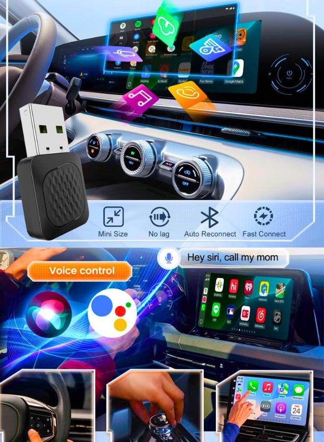 Chase Up New Verison 2-in-1 Wireless CarPlay and Wireless Android Auto Adapter for Factory Wired CP/AA,Not Use for BMW and Tesla,Compact Size and Easy to Use,Black - Image 2