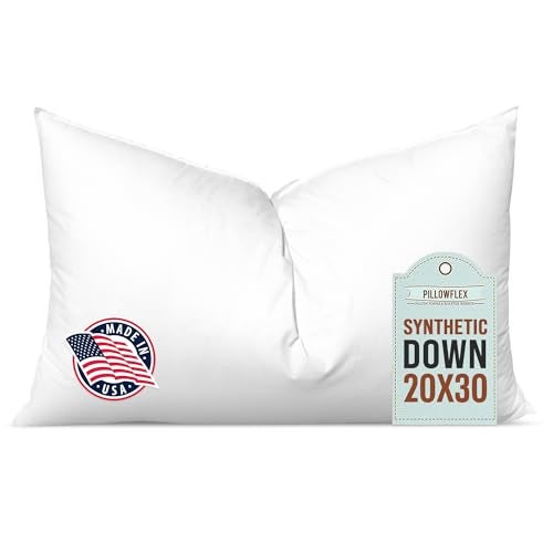 Pillowflex Synthetic Down Pillow Insert - 20x30 Down Alternative Pillow, Ultra Soft Queen Bed Sleeping Pillow, Large Rectangle Sham - 1 Decorative Pillow Form - Image 1