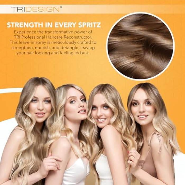 TRIDESIGN Professional Haircare Reconstructor Leave in Conditioner Spray - Repair Treatment for Damaged Hair, Instantly Repair, Strengthen, Detangle, & Moisturize (9.5 fl oz) - Image 3