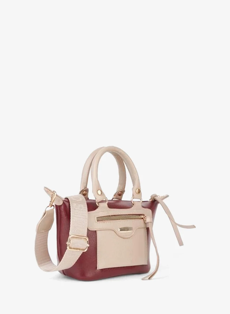 Women's Lupin Burgundy-Violet Lined Column Strap Zipper Closure Hand, Arm and Shoulder Bag.