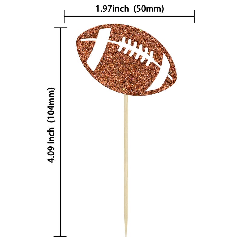 Ephlyn 24Pcs Rugby Football Cupcake Toppers Rugby Ball Cupcake Picks Sports Ball Theme Cake Decoration for Rugby Super Baby Shower Kids Birthday Party Decorations Supplies - Image 2