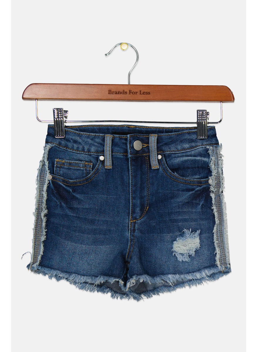 Joe's Kids Girl Rip Denim Shorts, Blue  - Image 1