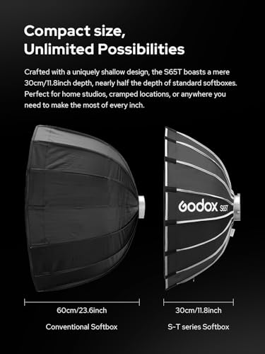 Godox Softbox Godox S65T 65cm256in Quick Release Umbrella Softbox Bowens Mount with Removable Front and Inner Diffusers for Photography Live Streaming and Travel - Image 3