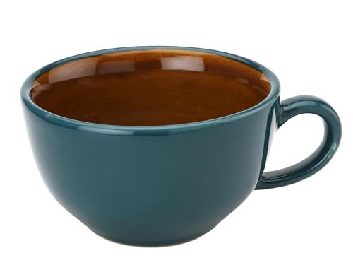 Bodhi House Ceramic Soup and Coffee Wide Large Mug with Handle - Set of 1, 350 Ml Glossy Finish | Microwave Safe | for Maggi, Cappuccino, Latte, Green Tea - Cyan - Image 2