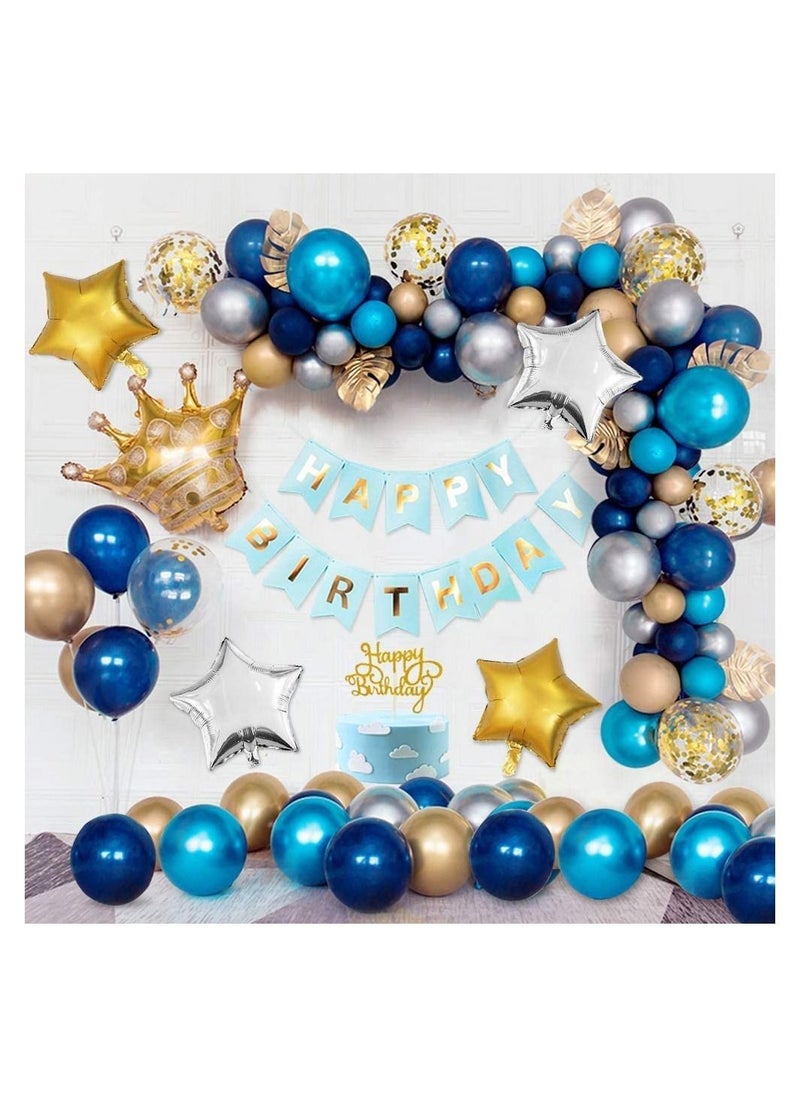 LA FIESTA Blue and Gold Birthday Party Decorations  for Boys, Girls, Men & Women  - Image 1