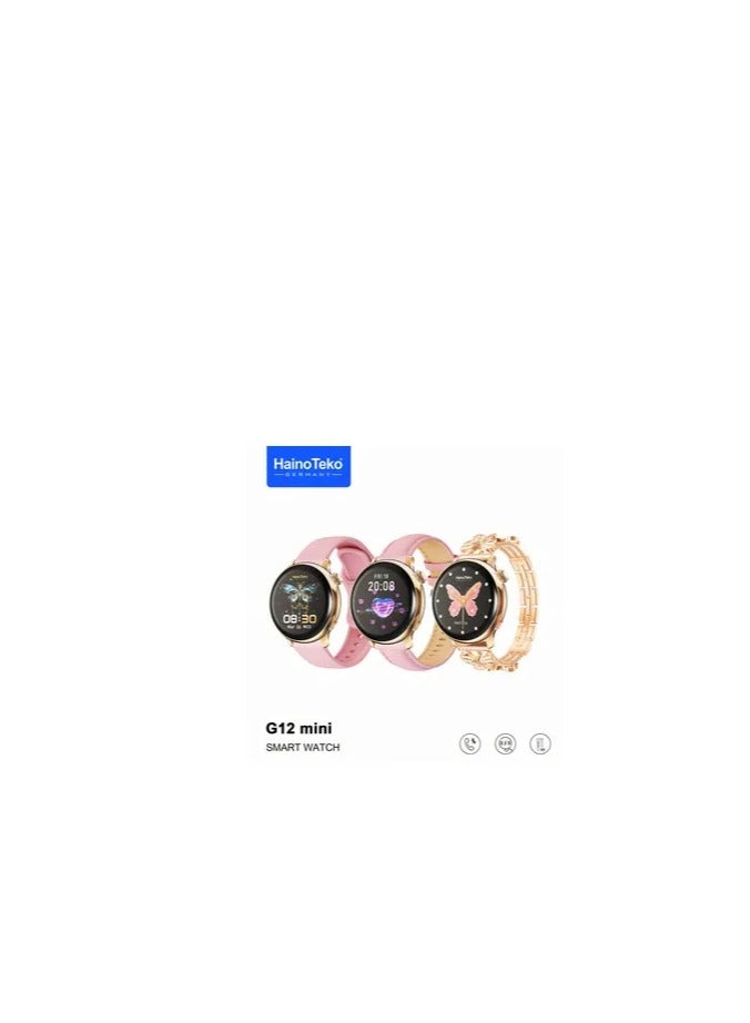 Haino Teko HainoTeko Germany G12 mini Smart Watch With Round Shape AMOLED Display 3 Pair Straps - Image 2