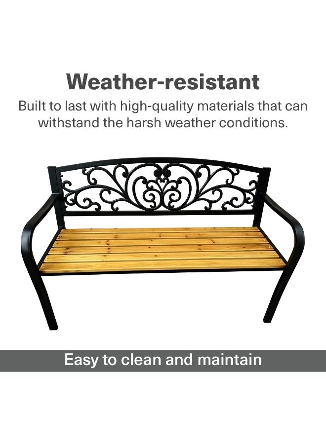 Pan Home مقعد خشبي خارجي من الحديد الزهر - أسود - Image 3