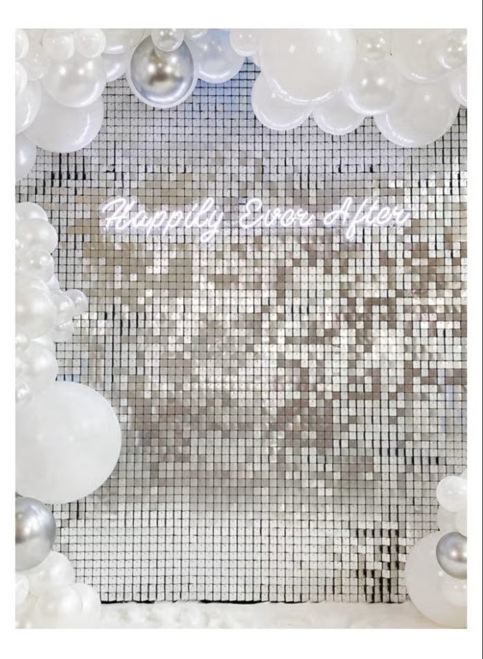 SilverFoil Backdrop 2m Length 1m Width Glitter Foil Backdrop for Wedding Birthday Baby Shower Party Decoration - Image 3
