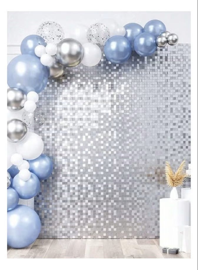 SilverFoil Backdrop 2m Length 1m Width Glitter Foil Backdrop for Wedding Birthday Baby Shower Party Decoration - Image 1