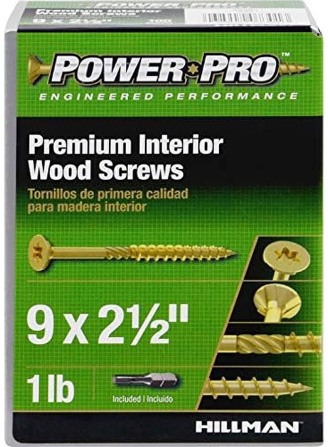 Hillman Power Pro 48583 Wood Screws 9 X 2 1 2 Premium Star Drive Indoor Cabinet Screws Gold Yellow Zinc 1Lb Box  - Image 2