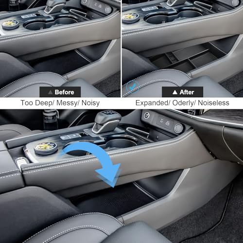 Coleya Lower Center Console Organizer for 2021-2024 2025 Nissan Rogue (S/SV/SL/Platinum/Rock Creek), Durable ABS Plastic &Rubber 2023 2024 Rogue Console Tray Insert 2025 Rogue Accessories (Black) - Image 5
