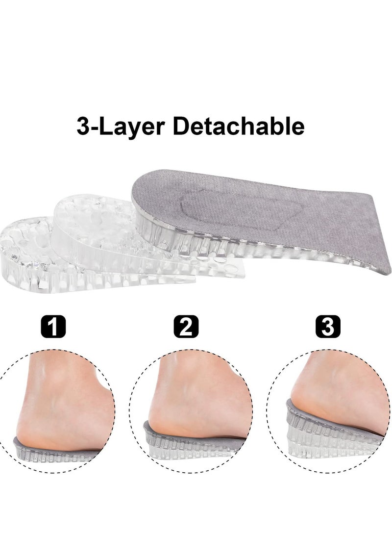 2 Pairs Heel Lift Inserts Height Increase Insole Invisible Heightening Sillicone 3-Layer Support Insoles Height-Adjustable Shoe Pads Foot Cushion for Shoes - Image 2