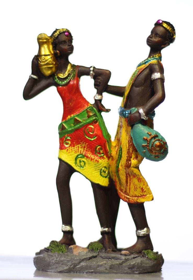 Lilone African Trible Couple Polyresin Showpiece Figurine (7 x 3 inch, Multicolour) - Image 4