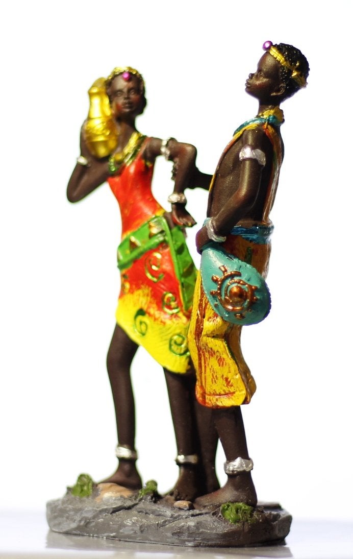 Lilone African Trible Couple Polyresin Showpiece Figurine (7 x 3 inch, Multicolour) - Image 2