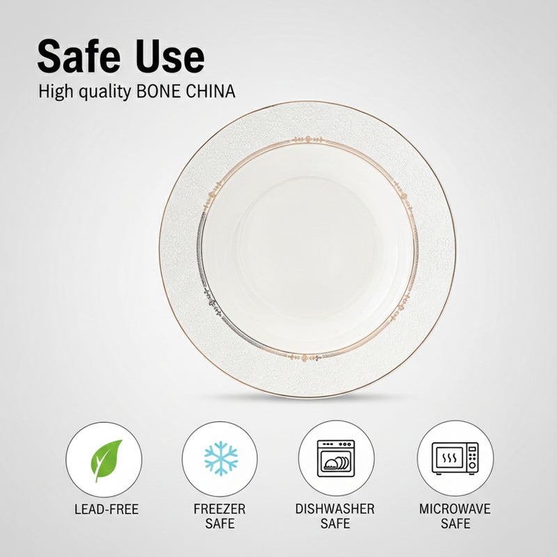 Shallow ISLA New Bone China Soup Plate 22 cm  Classic White Deep Plate for Soups & Pasta, Elegant Tableware for Daily Use, Brunch, Ramadan, Eid, Diwali & Gifting - Image 4