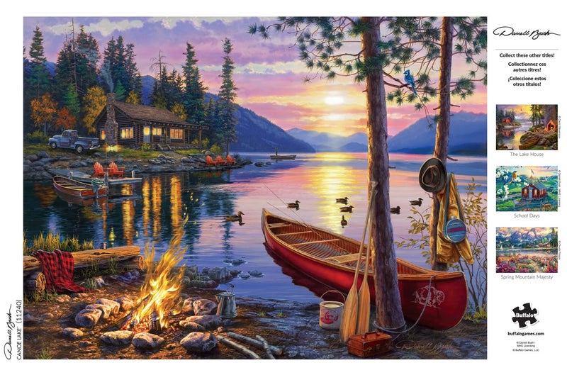 Buffalo Games - Canoe Lake 1000 Piece Puzzle for Adults - Jigsaw Puzzles â€“ Darrell Bush Cabin Sunset Artwork with Poster â€“ Challenging Outdoor Nature Scene - Image 5