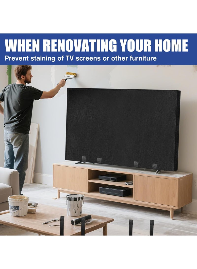 PYC TV Cover Moving Dust Anti-Scratch TV Screen Cover Fits 70"-75" TV with Bottom Strap for Protection TV Moving Home Renovation Pet Scratch or Other Furniture(75“) - Image 3