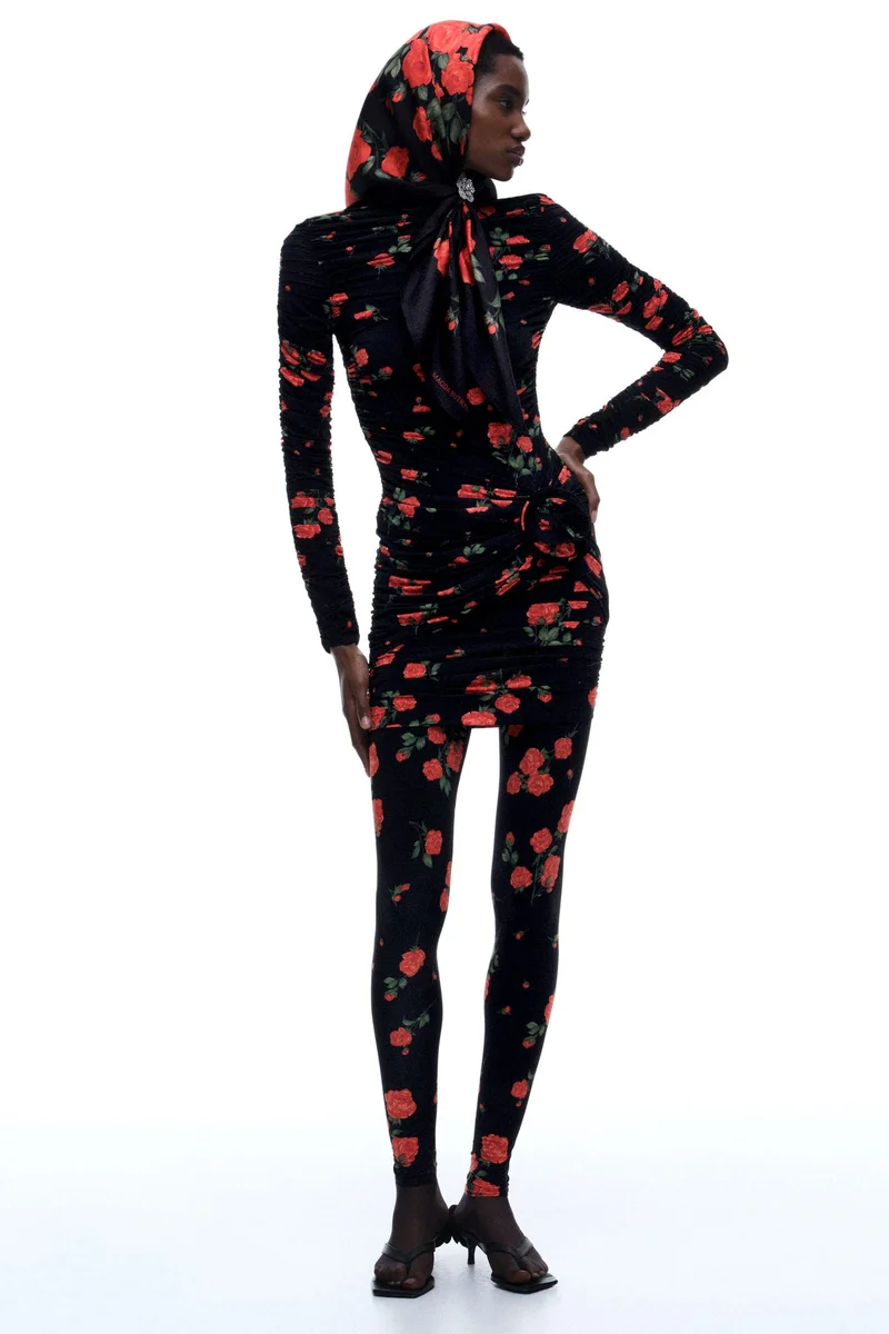 H&M Rose-appliquéd turtleneck dress