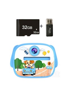 Generic Children's Camera Poroflo Camera Mini One-shot Portable Thermal Paper Digital Video Camera-Color:Blue Driving Puppy+32g+card Reader  - Image 1