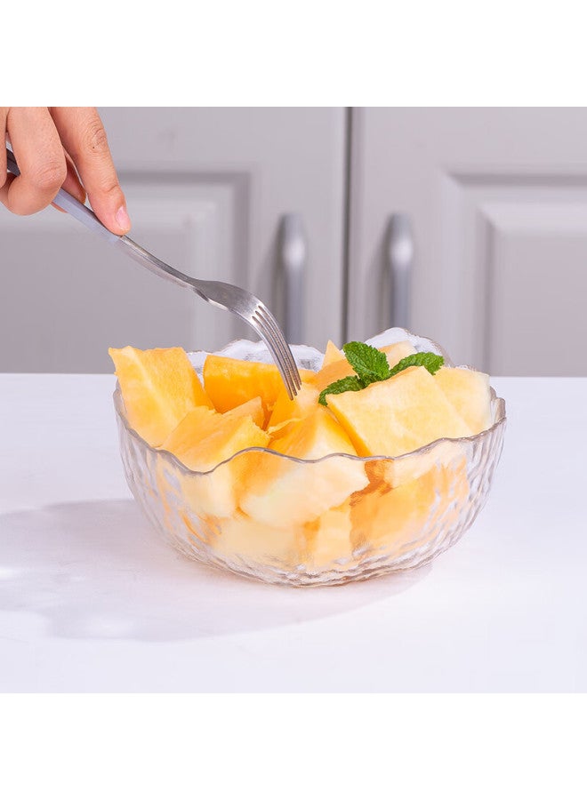 Anmai Fruit And Vegetable Hammered Glass Salad Bowl, Nordic Style Transparent Glass Fruit Bowl Am1340 - Image 2