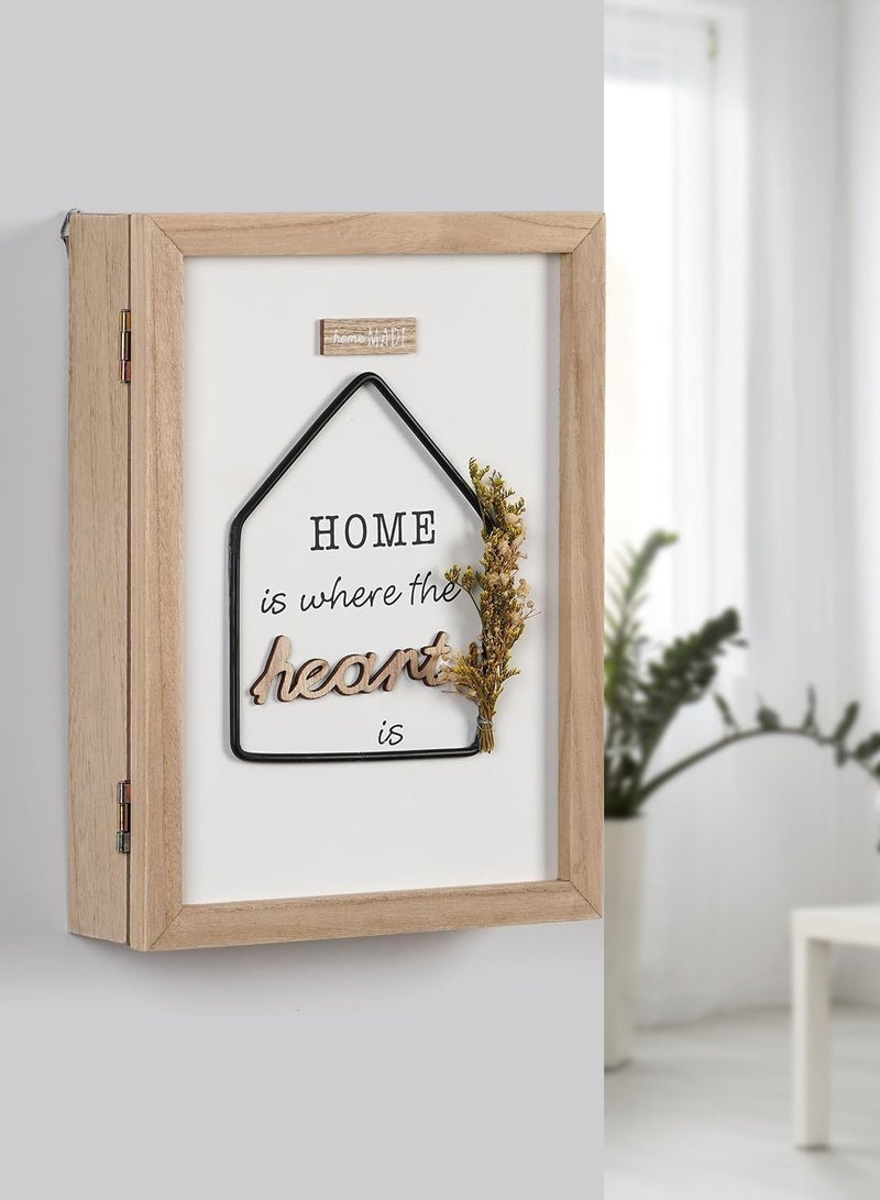 Relex Key Holder Wall Mount, Wooden Key Stand Box for Entryway Home, Hanging Key Cabinet with 6 Key Hooks, Rustic Farmhouse Key Rack for Home Wall Decor Office - Image 2