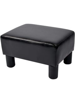 BLACK OAK BLACK OAK Small Foot Rest Stool Rectangle Modern PU Faux Leather Ottoman Padded Seat Footrest Footstool (Standard, Black)  - Image 4