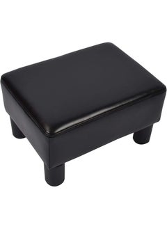 BLACK OAK BLACK OAK Small Foot Rest Stool Rectangle Modern PU Faux Leather Ottoman Padded Seat Footrest Footstool (Standard, Black)  - Image 5