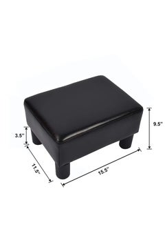 BLACK OAK BLACK OAK Small Foot Rest Stool Rectangle Modern PU Faux Leather Ottoman Padded Seat Footrest Footstool (Standard, Black)  - Image 3