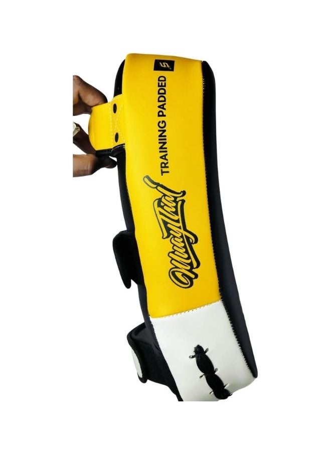 Generic STONIK Thai Pads - Curved Kickboxing Muay Thai Strike Shields, Maya Hide Leather with Solid Handle Grip for Knees, Elbows, Kicks  - Image 2