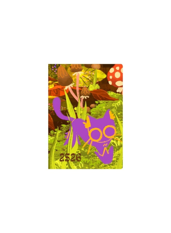 Collins Bella Ramsey Cat 12 Month Planner, July 2025-July 2026 Week-to-View Diary, A5 Hard Cover, Mushroom - Image 1