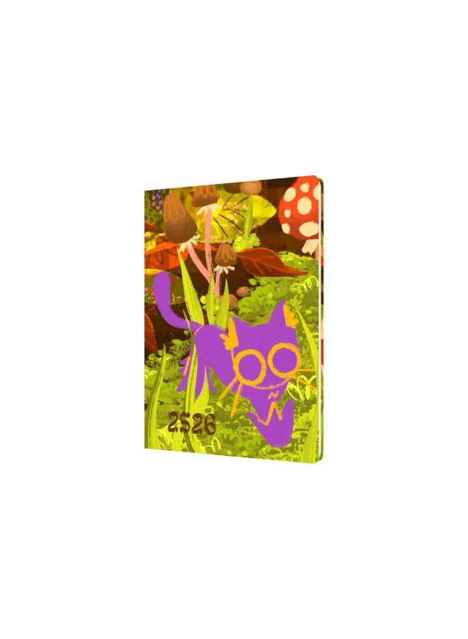 Collins Collins Bella Ramsey Cat 12 Month Planner, July 2025-July 2026 Week-to-View Diary, A5 Hard Cover, Mushroom