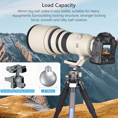 ARTCISE Tripod Ball Head Low Profile Tripod Head All Metal Camera Tripod Head 44lbs20kg Load with Three Arca Swiss Quick Release Plate for Tripod Monopod DSLR Camera - Image 3