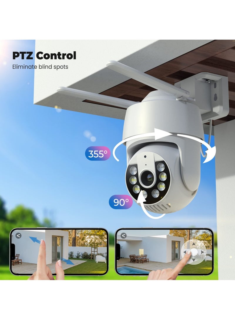 SOLARAE Security Camera Outdoor, 2K Home Security Camera, 360° PTZ WiFi Camera, CCTV Camera with Motion Tracking/PIR Human Detection/All-day Recording/Sound & Light Alarm, Support 16-128G SD Card - Image 3